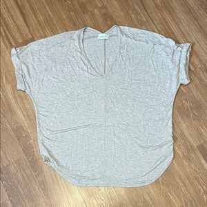 Adrienne Beige V-Neck Short Sleeve Tee medium super soft